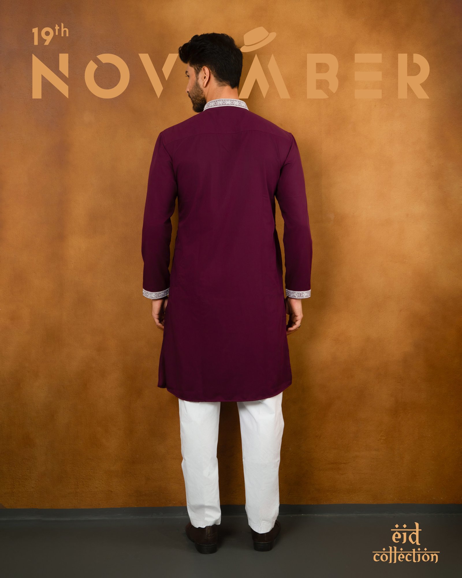 luxury panjabi by 19th november open sleeve purple