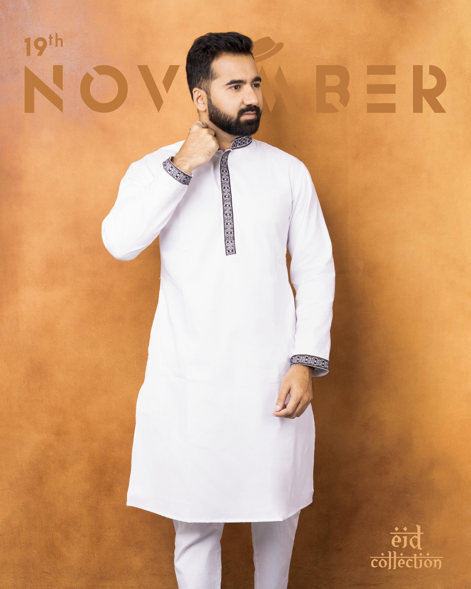 luxury panjabi by 19th november open sleeve white